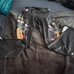 Yoga Democracy Celestial Timing Black Floral & Star Print Leggings